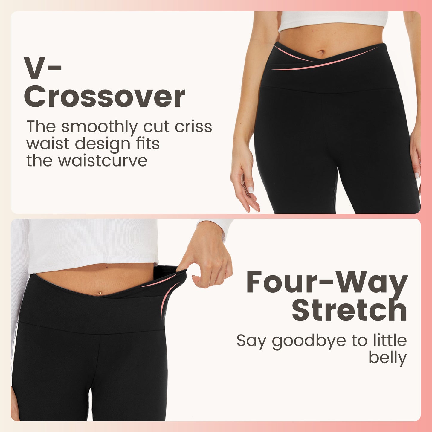 Viconow Flare Leggings with Pockets for Women