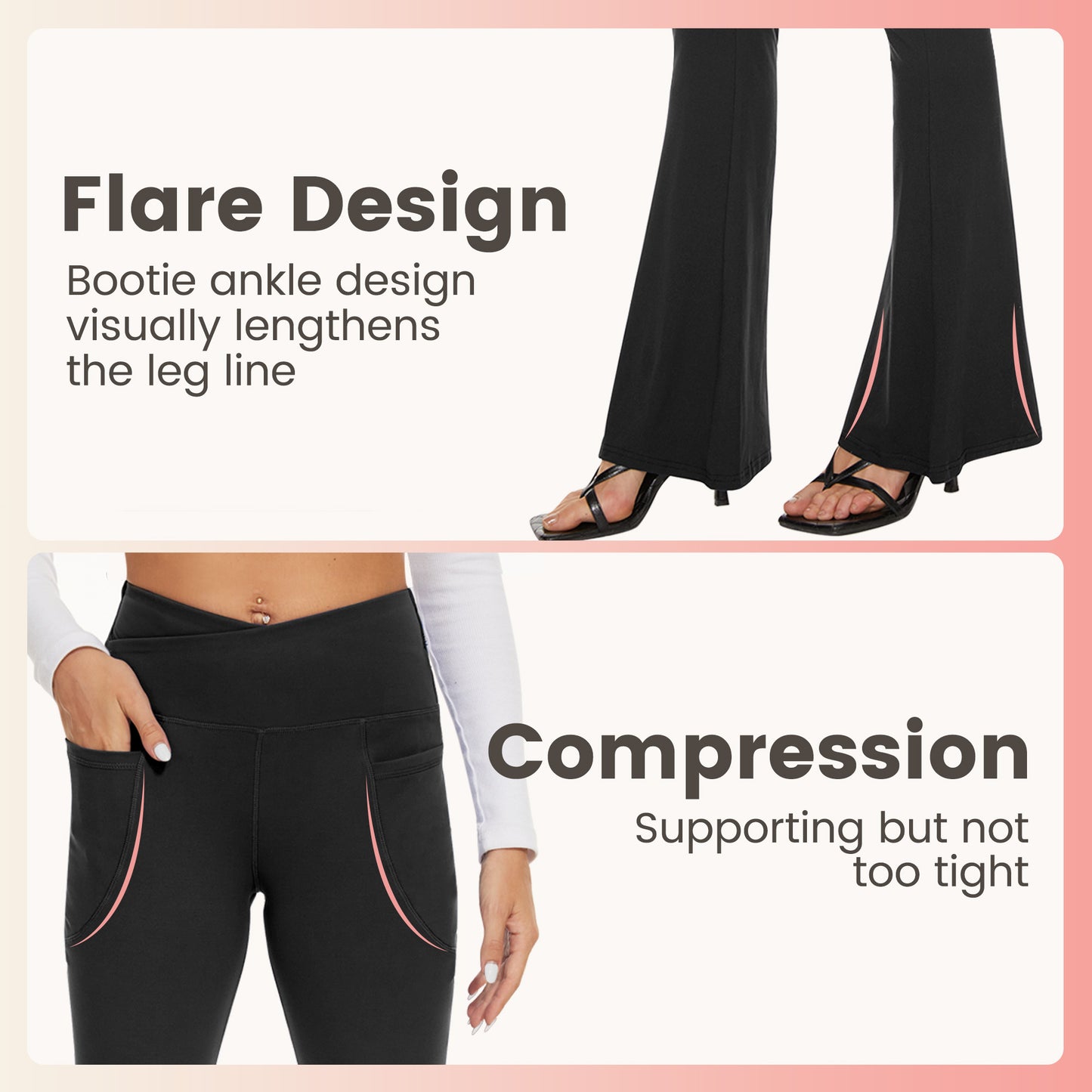 Viconow Flare Leggings with Pockets for Women