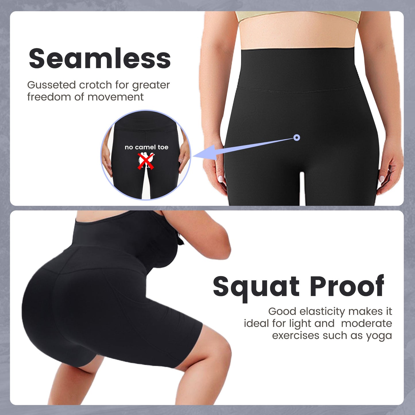 Viconow Tummy Control Workout Shorts for Women with Pockets - High Waist Bike Shorts for Gym Workout Athletic Running Yoga