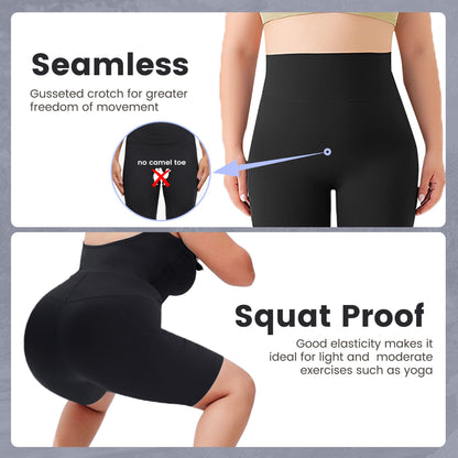 Viconow Tummy Control Workout Shorts for Women with Pockets - High Waist Bike Shorts for Gym Workout Athletic Running Yoga