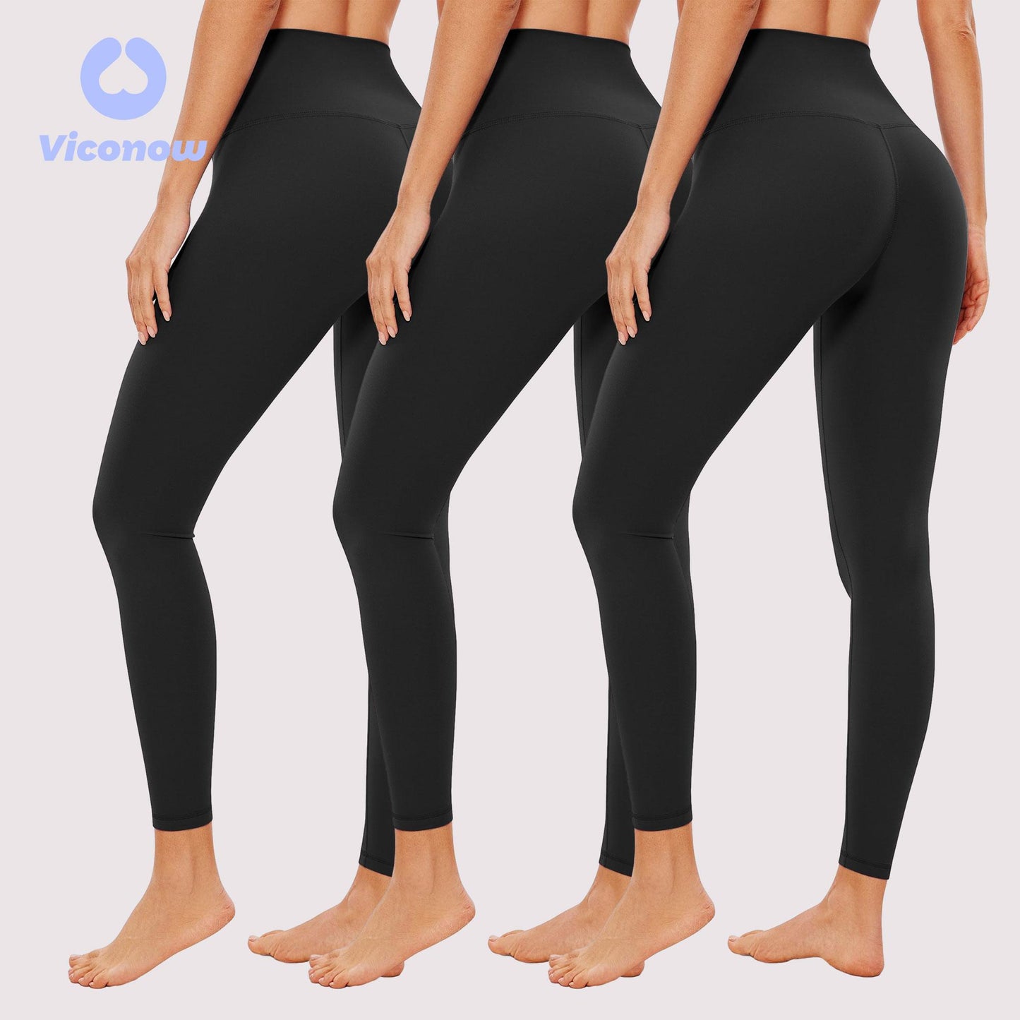 Viconow 3 Pack Black High Waisted Leggings for Women